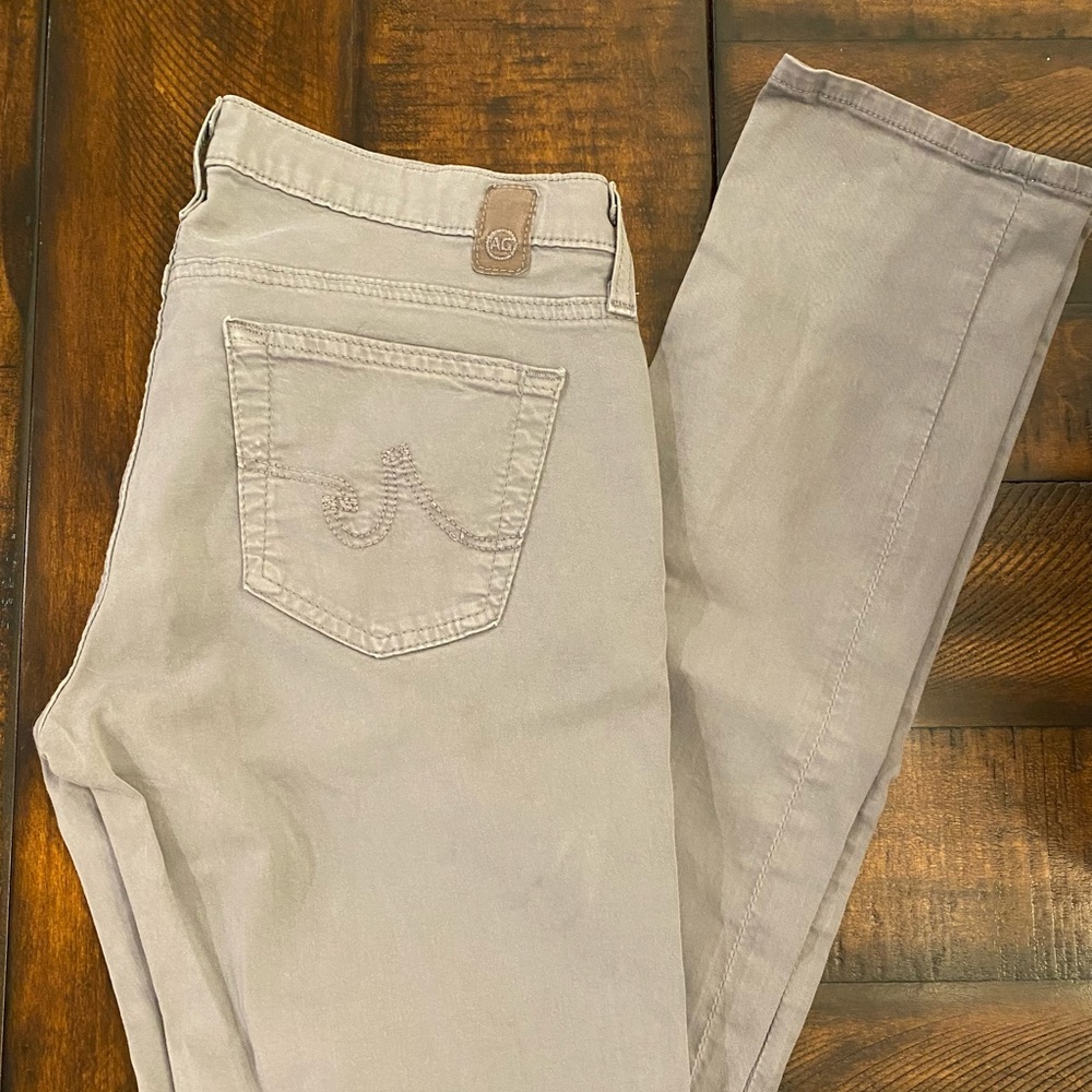 AG the stevie mid rise skinny gray pants